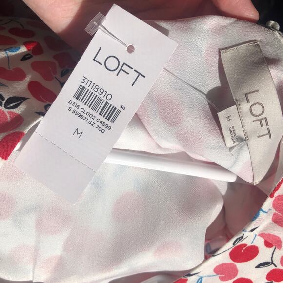 ⭐ 🔥 50% OFF SALE — FINAL PRICE Chic LOFT Cherry Print Dress w Belt - M- NWT - Picture 13 of 13